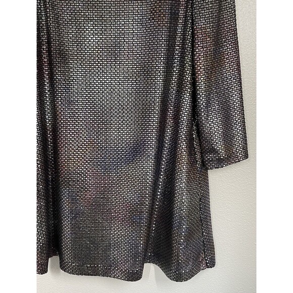 Free People Diamonds Are Forever Irridescent Metallic Puff Sleeve Mini Dress S - Picture 8 of 15